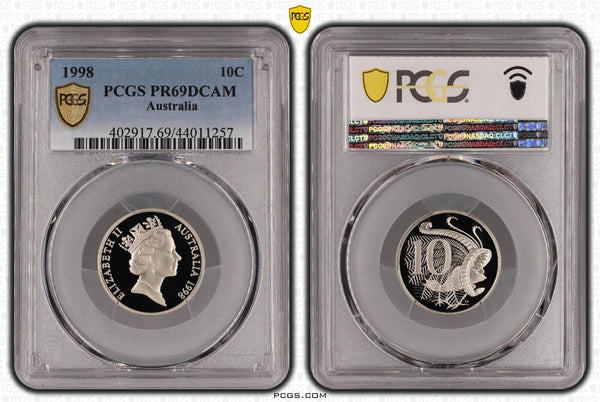 1998 Proof Ten Cent 10c Australia PCGS PR69DCAM FDC UNC #3050