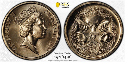 1989 Five Cent 5c Australia PCGS MS67 FDC GEM UNC #3055