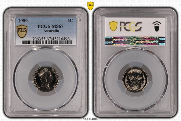 1989 Five Cent 5c Australia PCGS MS67 FDC GEM UNC #3055