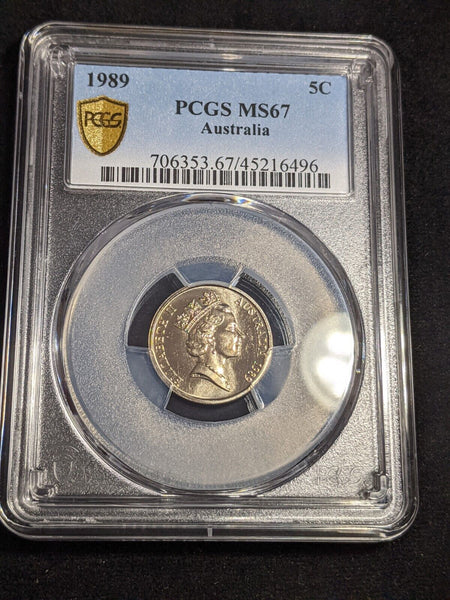 1989 Five Cent 5c Australia PCGS MS67 FDC GEM UNC #3055