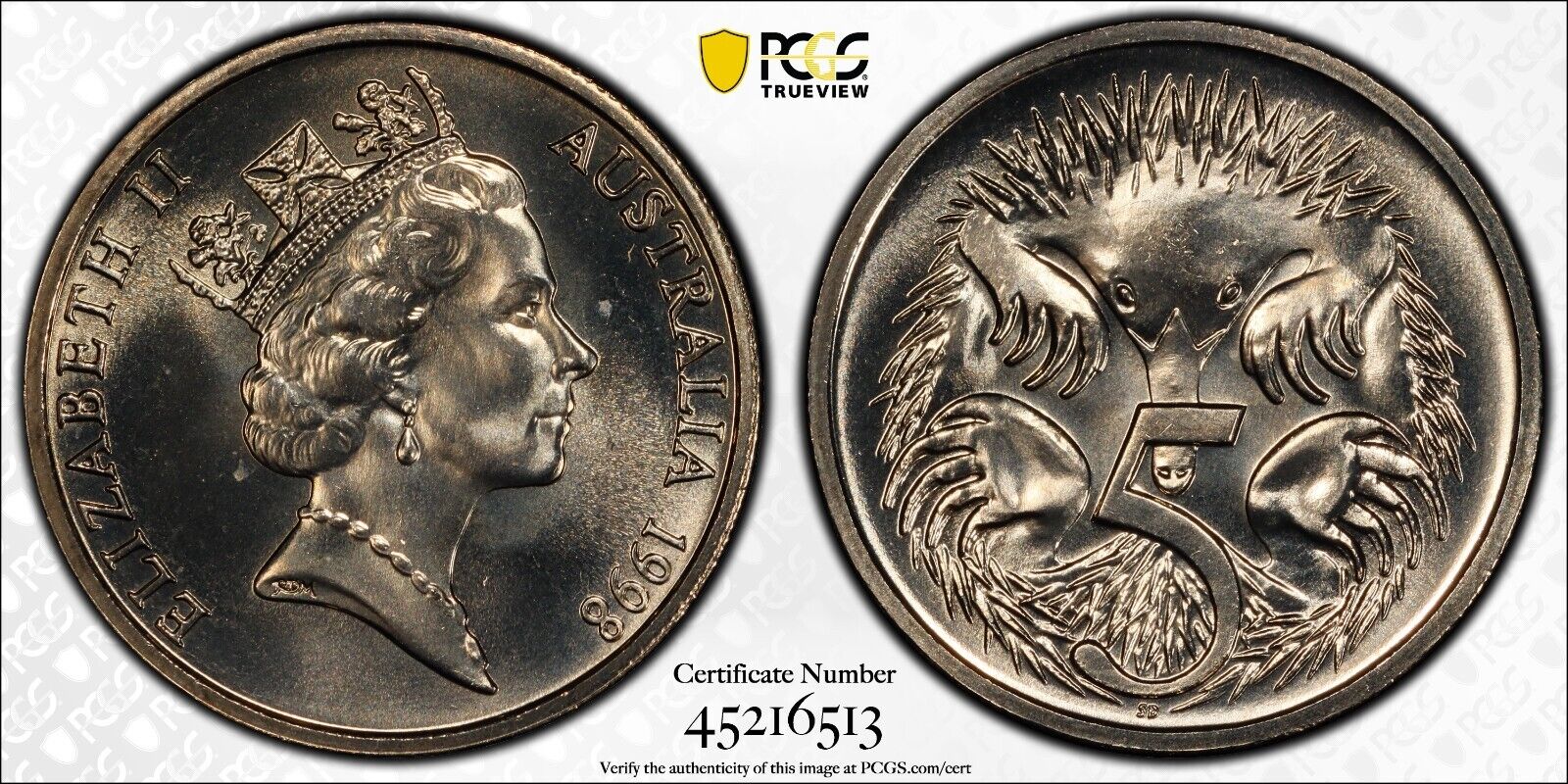 1998 Five Cent 5c Australia PCGS MS67 FDC GEM UNC #3059