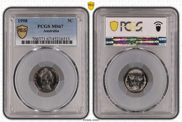 1998 Five Cent 5c Australia PCGS MS67 FDC GEM UNC #3059