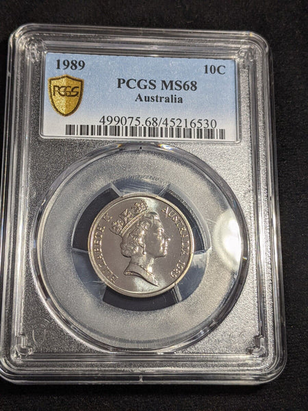 1989 Ten Cent 10c Australia PCGS MS68 FDC GEM UNC #3057