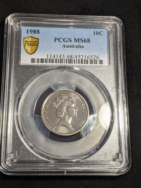 1988 Ten Cent 10c Australia PCGS MS68 FDC GEM UNC #3062