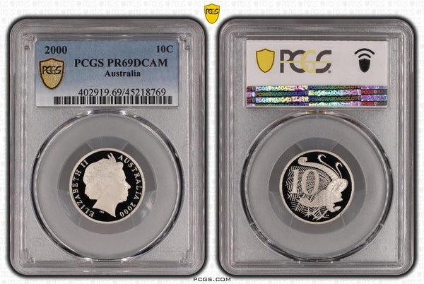 2000 Proof Ten Cent 10c Australia PCGS PR69DCAM FDC UNC #3063