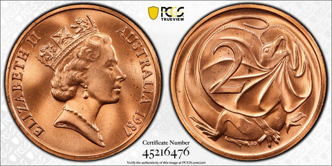1987 Two Cent 2c Australia PCGS MS65RD GEM UNC #3060