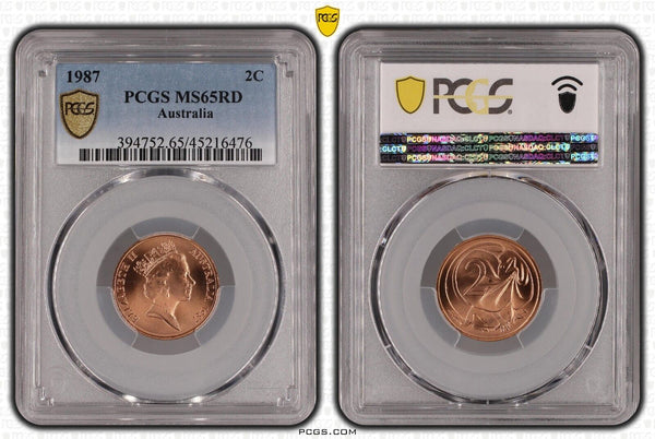 1987 Two Cent 2c Australia PCGS MS65RD GEM UNC #3060