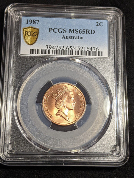 1987 Two Cent 2c Australia PCGS MS65RD GEM UNC #3060