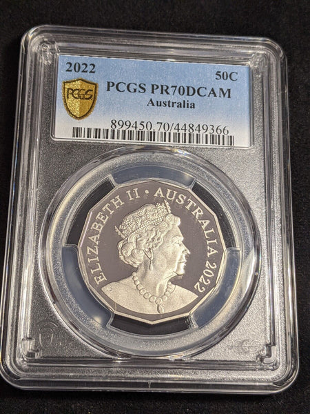 2022 Proof Fifty Cent 50c Australia PCGS PR70DCAM FDC UNC #3067