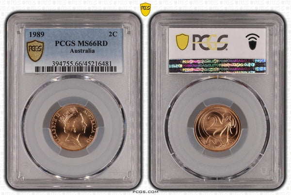 1989 Two Cent 2c Australia PCGS MS66RD GEM UNC #3066