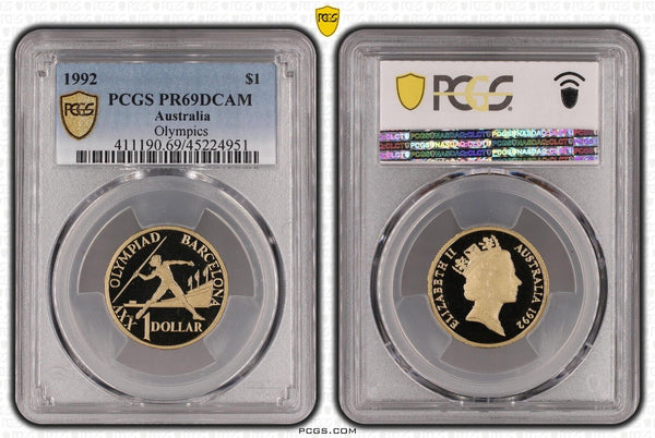 1992 Proof One Dollar $1 Olympics Australia PCGS PR69DCAM FDC UNC #3069