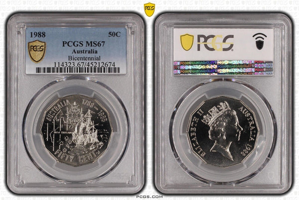 1988 Fifty Cent 50c Bicentennial Australia PCGS MS67 FDC GEM UNC #3071