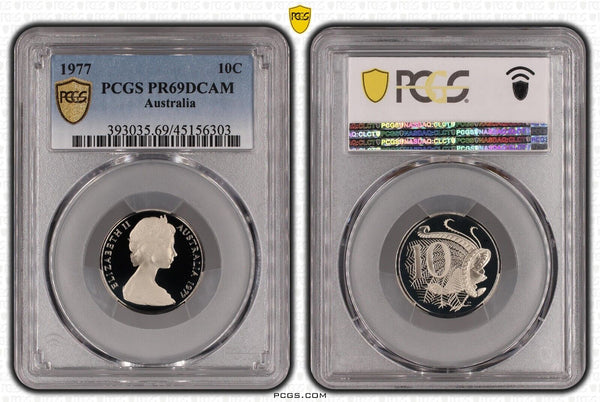 1977 Proof Ten Cent 10c Australia PCGS PR69DCAM FDC UNC #3075