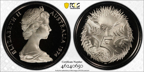 1974 Proof Five Cent 5c Australia PCGS PR69DCAM FDC UNC #3089