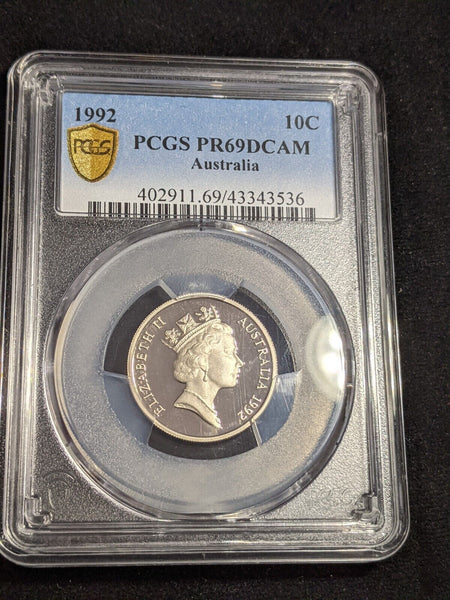1992 Proof Ten Cent 10c Australia PCGS PR69DCAM FDC UNC #3086