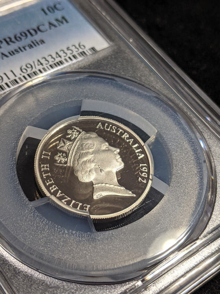 1992 Proof Ten Cent 10c Australia PCGS PR69DCAM FDC UNC #3086