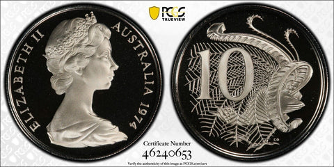 1974 Proof Ten Cent 10c Australia PCGS PR69DCAM FDC UNC #3095