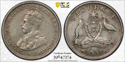 1934 Threepence 3d Australia PCGS VF35 Very Fine #3116