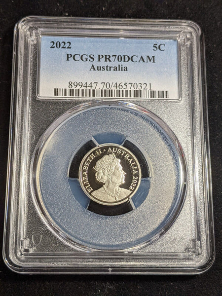 2022 Proof Five Cent 5c Australia PCGS PR70DCAM FDC UNC #3123