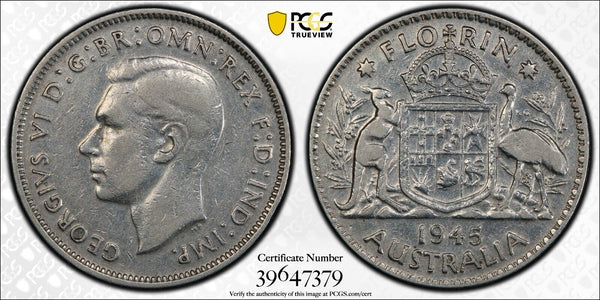 1945 m Florin 2/- Australia PCGS XF40 Extra Fine #3120