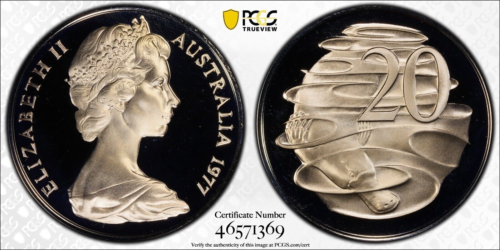 1977 Proof Twenty Cent 20c Australia PCGS PR69DCAM FDC UNC #3126