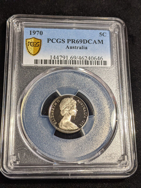 1970 Proof Five Cent 5c Australia PCGS PR69DCAM FDC UNC #3144