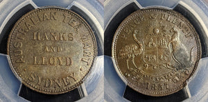 1857 Half Penny Hank and Lloyd Token KM-Tn83.1 PCGS Corrosion Remvd-AU Detail