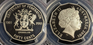 2001 Proof Fifty Cent 50c Queensland Australia PCGS PR70DCAM FDC UNC #3151