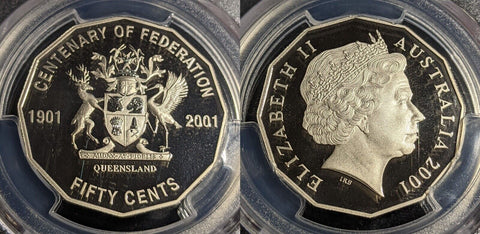 2001 Proof Fifty Cent 50c Queensland Australia PCGS PR70DCAM FDC UNC #3151