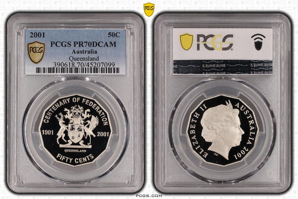 2001 Proof Fifty Cent 50c Queensland Australia PCGS PR70DCAM FDC UNC #3151