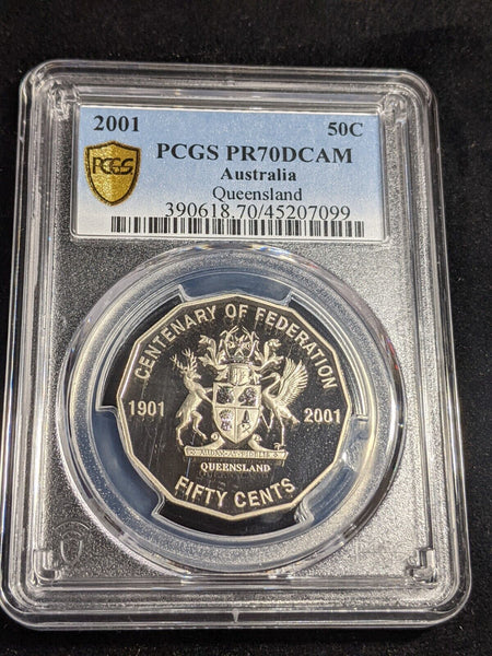 2001 Proof Fifty Cent 50c Queensland Australia PCGS PR70DCAM FDC UNC #3151
