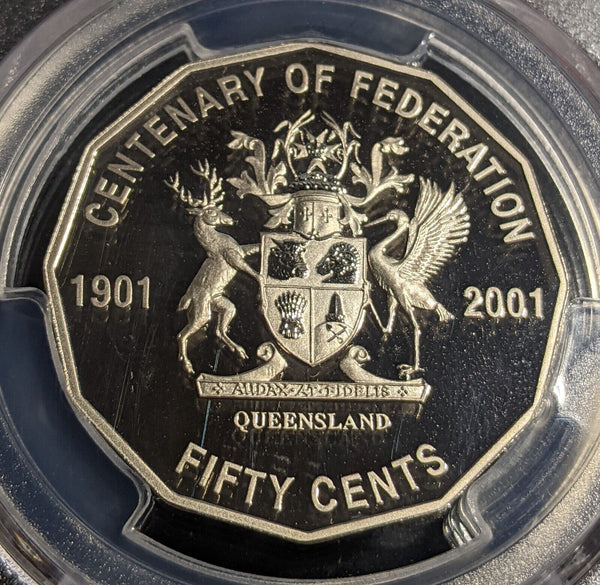 2001 Proof Fifty Cent 50c Queensland Australia PCGS PR70DCAM FDC UNC #3151