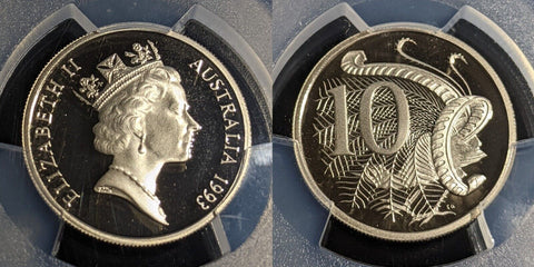 1993 Proof Ten Cent 10c Australia PCGS PR70DCAM FDC UNC #3155