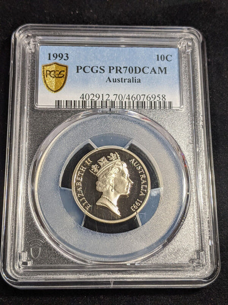 1993 Proof Ten Cent 10c Australia PCGS PR70DCAM FDC UNC #3155