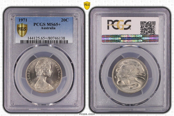 1971 Twenty Cent 20c Australia PCGS MS65+ GEM UNC #3159