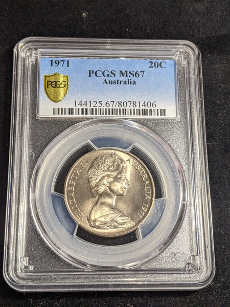 1971 Twenty Cent 20c Australia PCGS MS67 FDC GEM UNC #3161