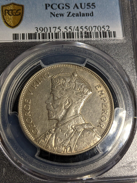 New Zealand 1934 Half Crown 1/2 Cr KM# 5 PCGS AU55 aUNC #3163