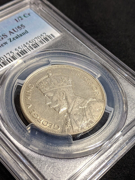 New Zealand 1934 Half Crown 1/2 Cr KM# 5 PCGS AU55 aUNC #3163
