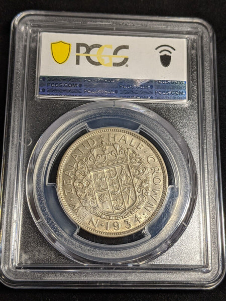 New Zealand 1934 Half Crown 1/2 Cr KM# 5 PCGS AU55 aUNC #3163