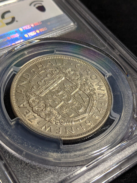 New Zealand 1934 Half Crown 1/2 Cr KM# 5 PCGS AU55 aUNC #3163