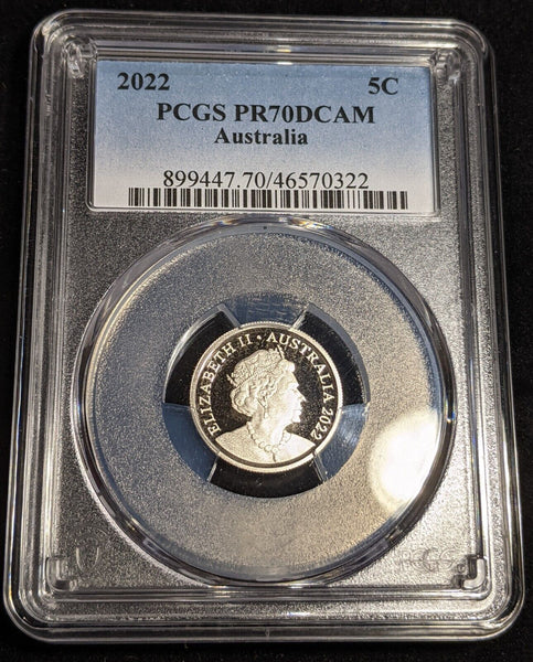 2022 Proof Five Cent 5c Australia PCGS PR70DCAM FDC UNC #3176
