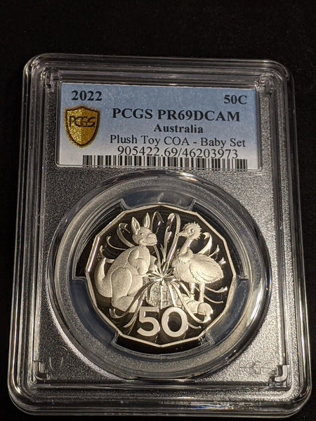 2022 Proof Fifty Cent 50c Plush Toy Australia PCGS PR69DCAM FDC UNC #3178