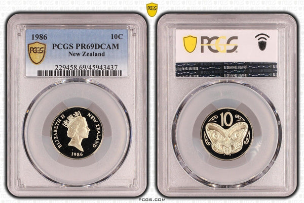 New Zealand 1986 Proof Ten Cent 10c PCGS PR69DCAM FDC UNC #3182