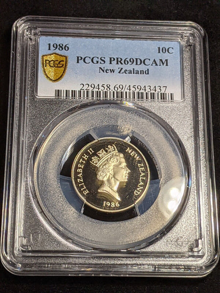 New Zealand 1986 Proof Ten Cent 10c PCGS PR69DCAM FDC UNC #3182