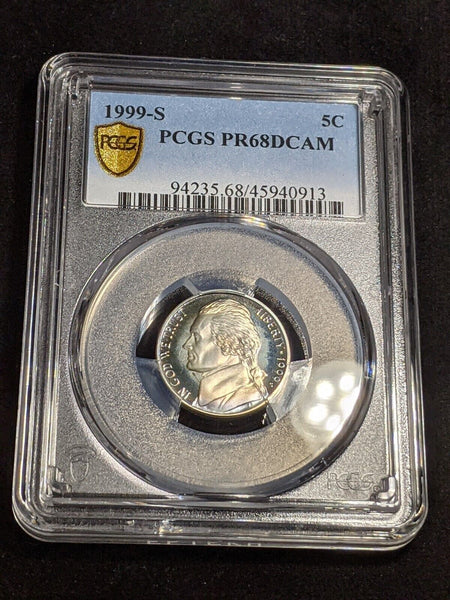 USA 1999 S Proof Five Cent 5c Nickel PCGS PR68DCAM FDC UNC #3186