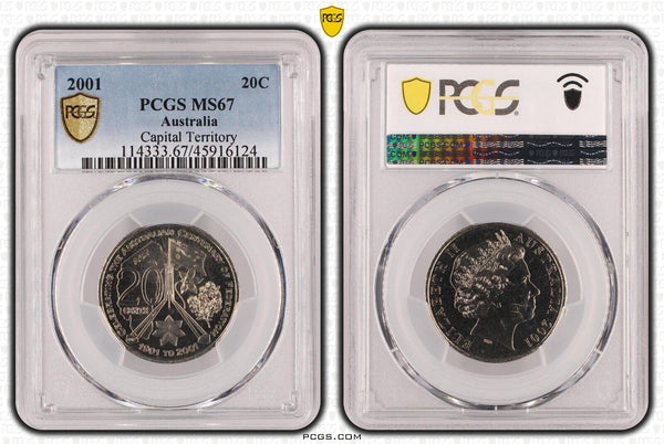 2001 Twenty Cent 20c Capital Territory Australia PCGS MS67 FDC GEM UNC #3195