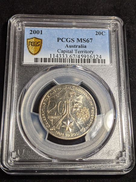 2001 Twenty Cent 20c Capital Territory Australia PCGS MS67 FDC GEM UNC #3195