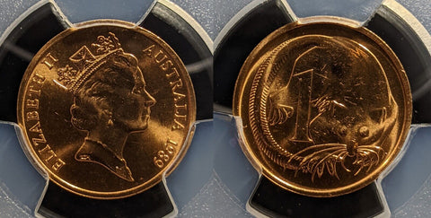 1989 One Cent 1c Australia PCGS MS64RD GEM UNC #3199