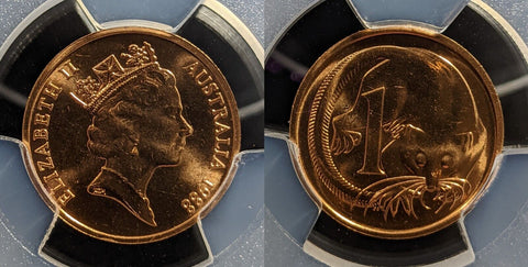 1988 One Cent 1c Australia PCGS MS66RD GEM UNC #3201
