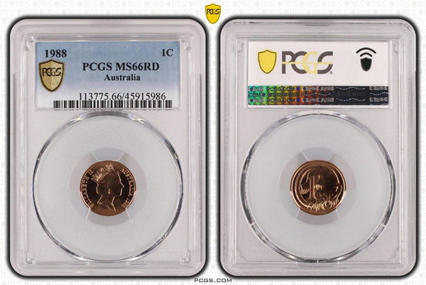 1988 One Cent 1c Australia PCGS MS66RD GEM UNC #3201